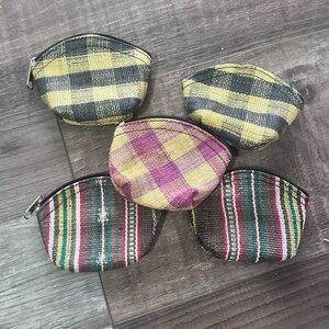 Set of 5 coin purse woven bohemian hippy last stop shop HG99
